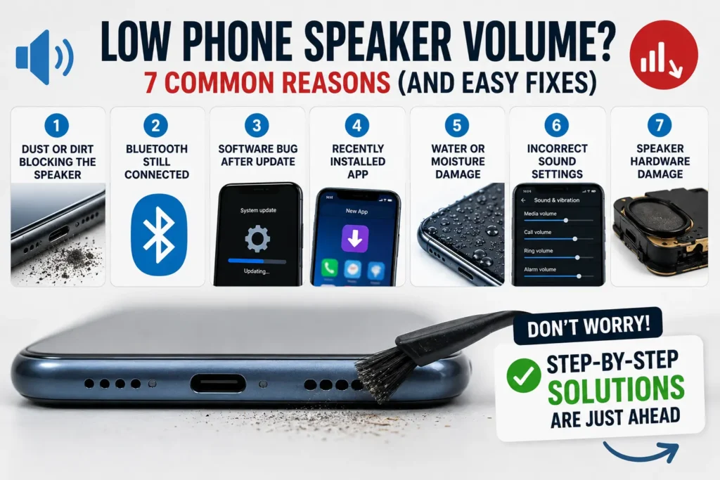 Common reasons why Android phone speaker volume suddenly became low before step-by-step fixes