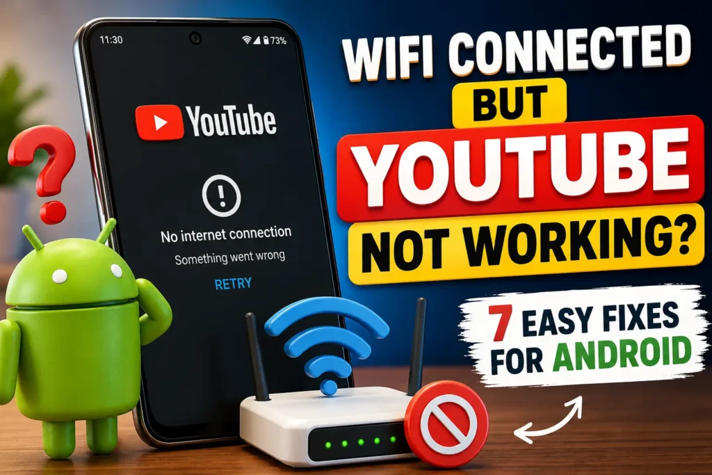 Android phone connected to WiFi but YouTube videos not working