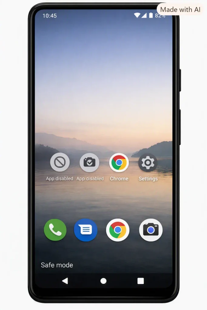 Android phone in Safe Mode for troubleshooting crashing apps