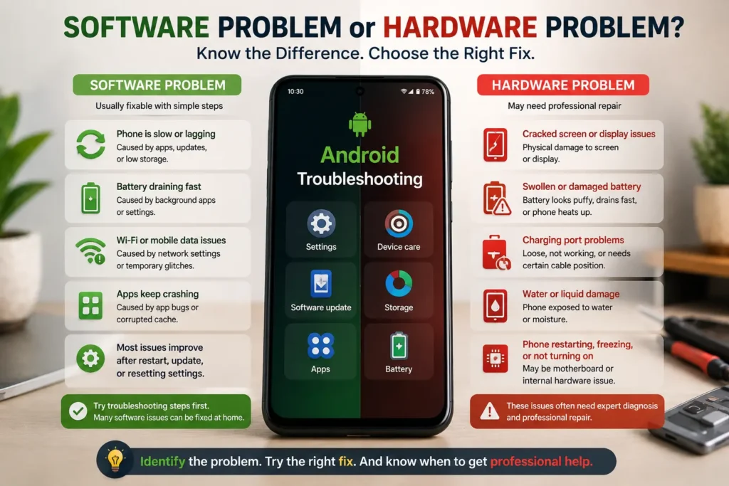 Android software problem vs hardware problem