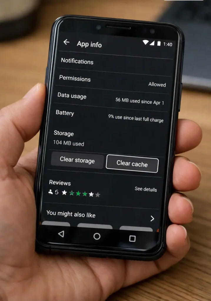 Clearing app cache on an Android phone