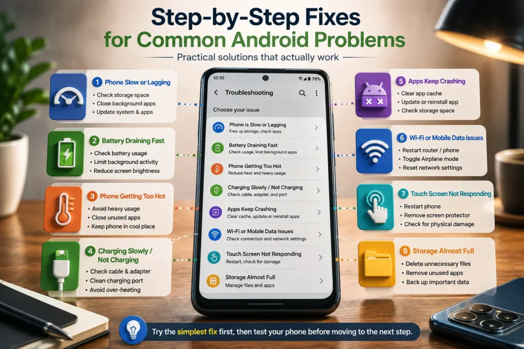 Step-by-step fixes for common Android problems