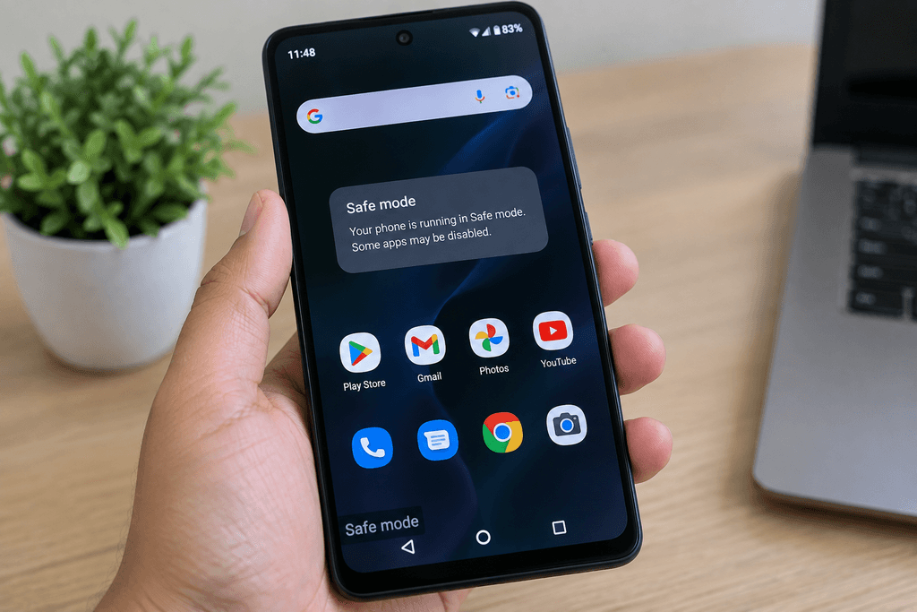 Android phone running in Safe Mode for troubleshooting app conflicts