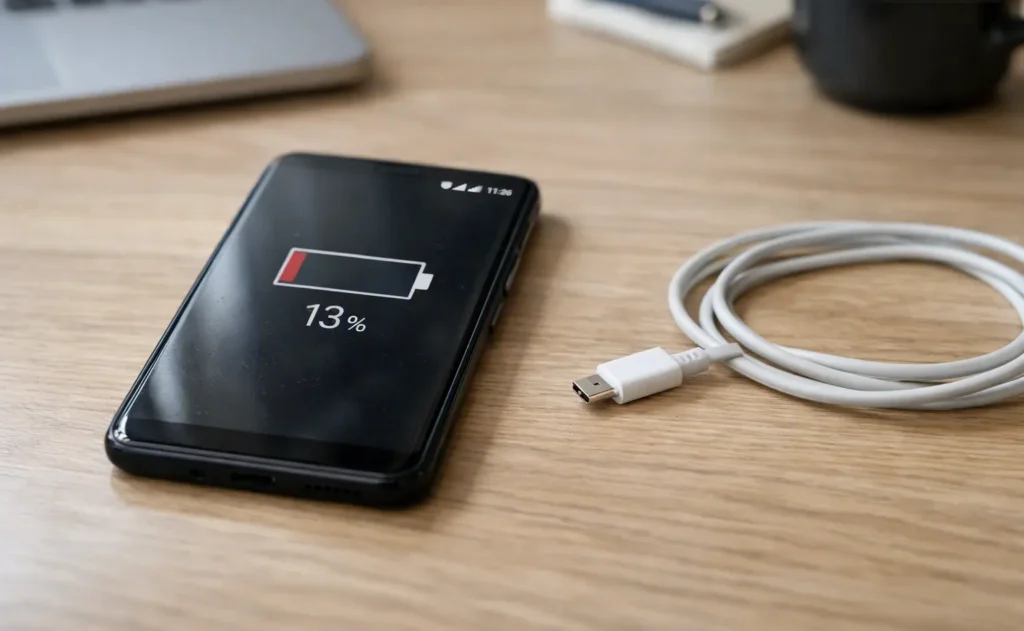 Android phone battery draining fast with low battery warning