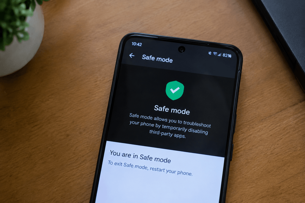 Android phone in Safe Mode for troubleshooting call screen problems