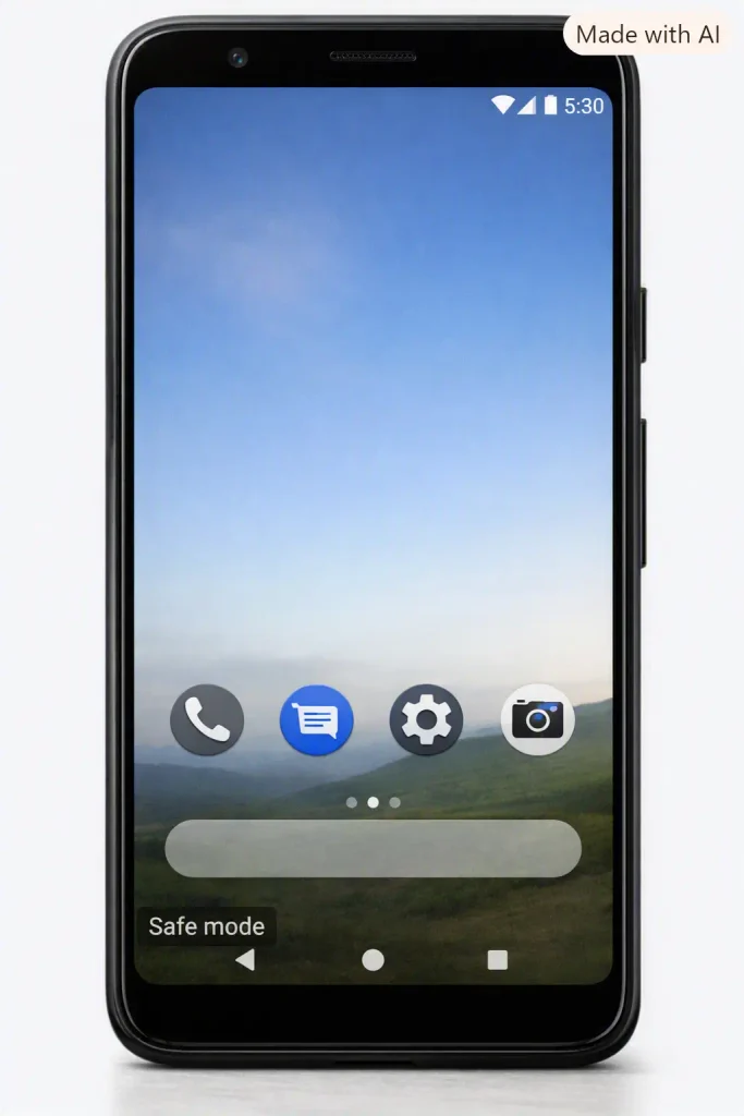 Android phone running in Safe Mode to test third-party apps