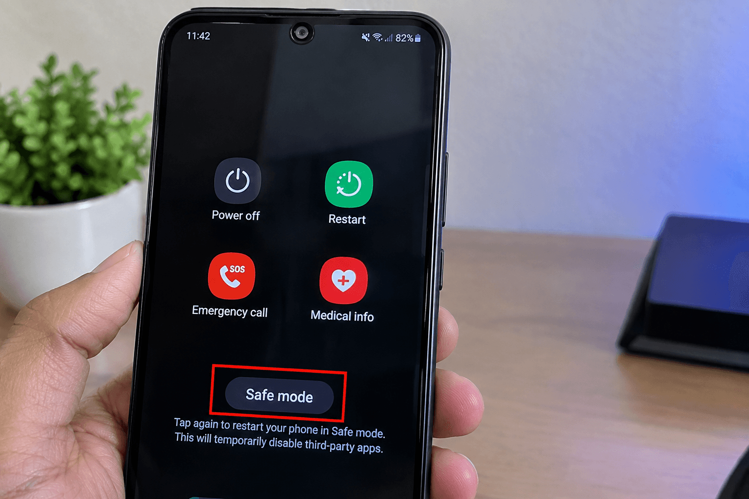 Android Safe Mode option for testing volume buttons