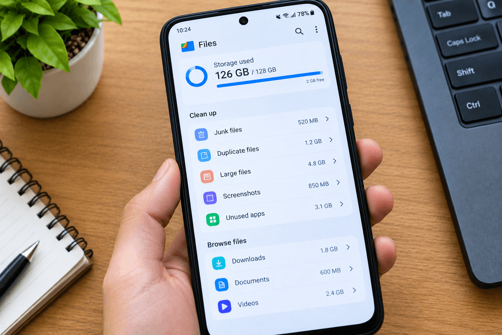 Android Storage settings showing most storage already used