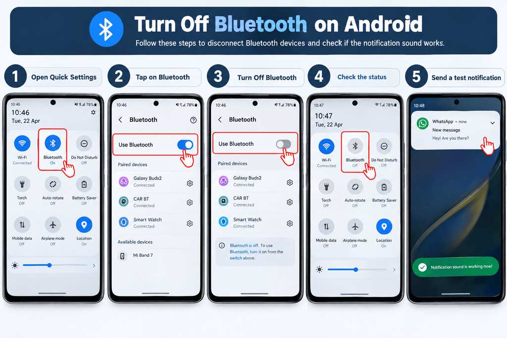 Android Bluetooth turned off to test notification sound